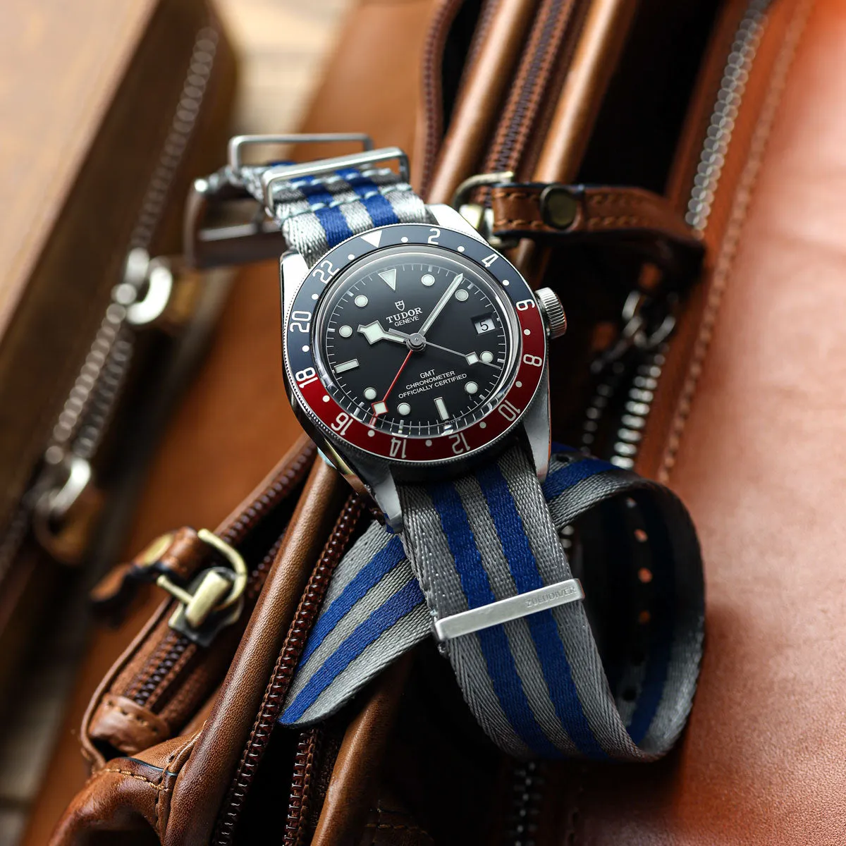 1973 British Military Watch Strap: ARMOURED RECON - Navy Bond, Polished