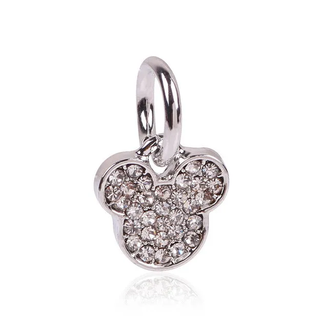 2016 New Free Shipping 1Pcs Silver Bead Charm European Silver With Mickey Cartoon Charm Pendant Bead Fit Pandora Bracelet Gift