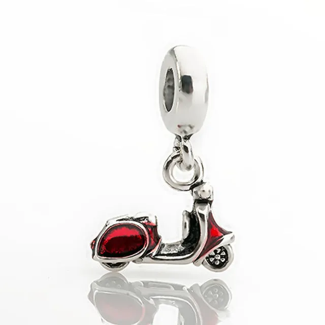 2016 New Love Women 1Pc Silver New European Red Motorcycle Charms Fashion Style Beads Fit Pandora Bracelets Bangles DIY Fitting