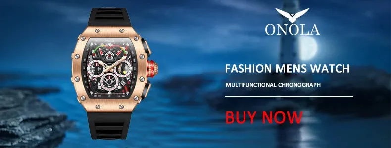 2022 New Men's Watch ONOLA Fashion Luxury Diamond Inlaid Design Quartz Waterproof Tape Watches Men Relogio Masculino Clock