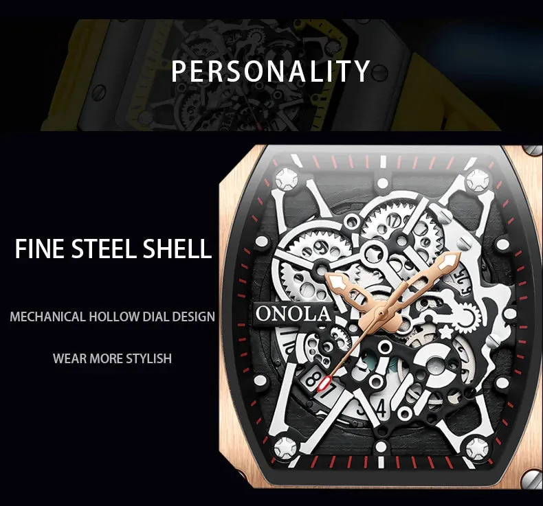 2022 New Men's Watch ONOLA Fashion Luxury Diamond Inlaid Design Quartz Waterproof Tape Watches Men Relogio Masculino Clock