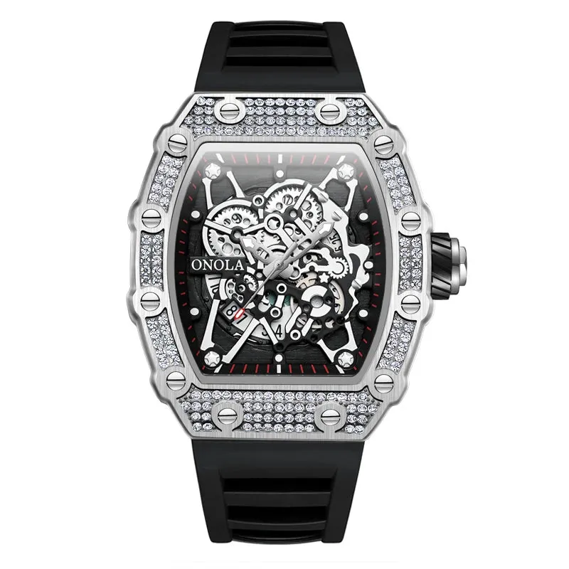 2022 New Men's Watch ONOLA Fashion Luxury Diamond Inlaid Design Quartz Waterproof Tape Watches Men Relogio Masculino Clock