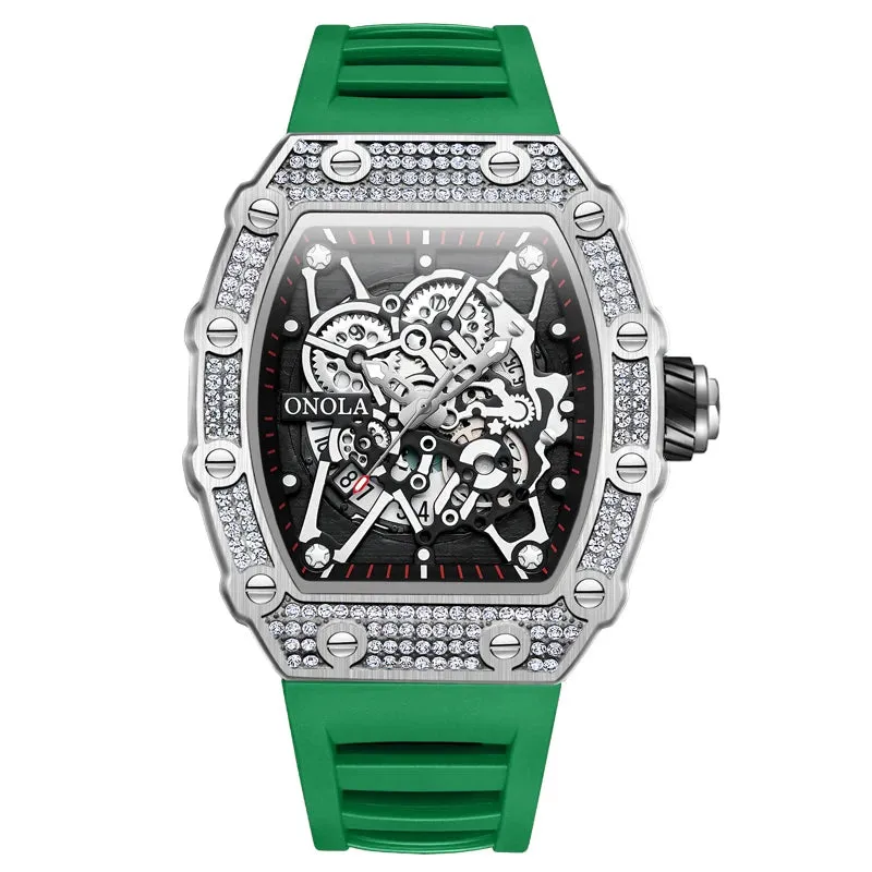 2022 New Men's Watch ONOLA Fashion Luxury Diamond Inlaid Design Quartz Waterproof Tape Watches Men Relogio Masculino Clock