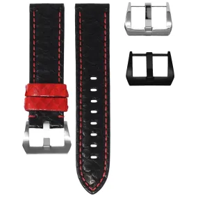24MM LUG WIDTH STRAP - BLACK / RED PYTHON