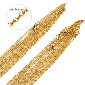 2mm Gold/Silver Stainless Steel Chain Necklace Wholesale Fashion Jewelry Rolo Chains,Good quality Never Fade