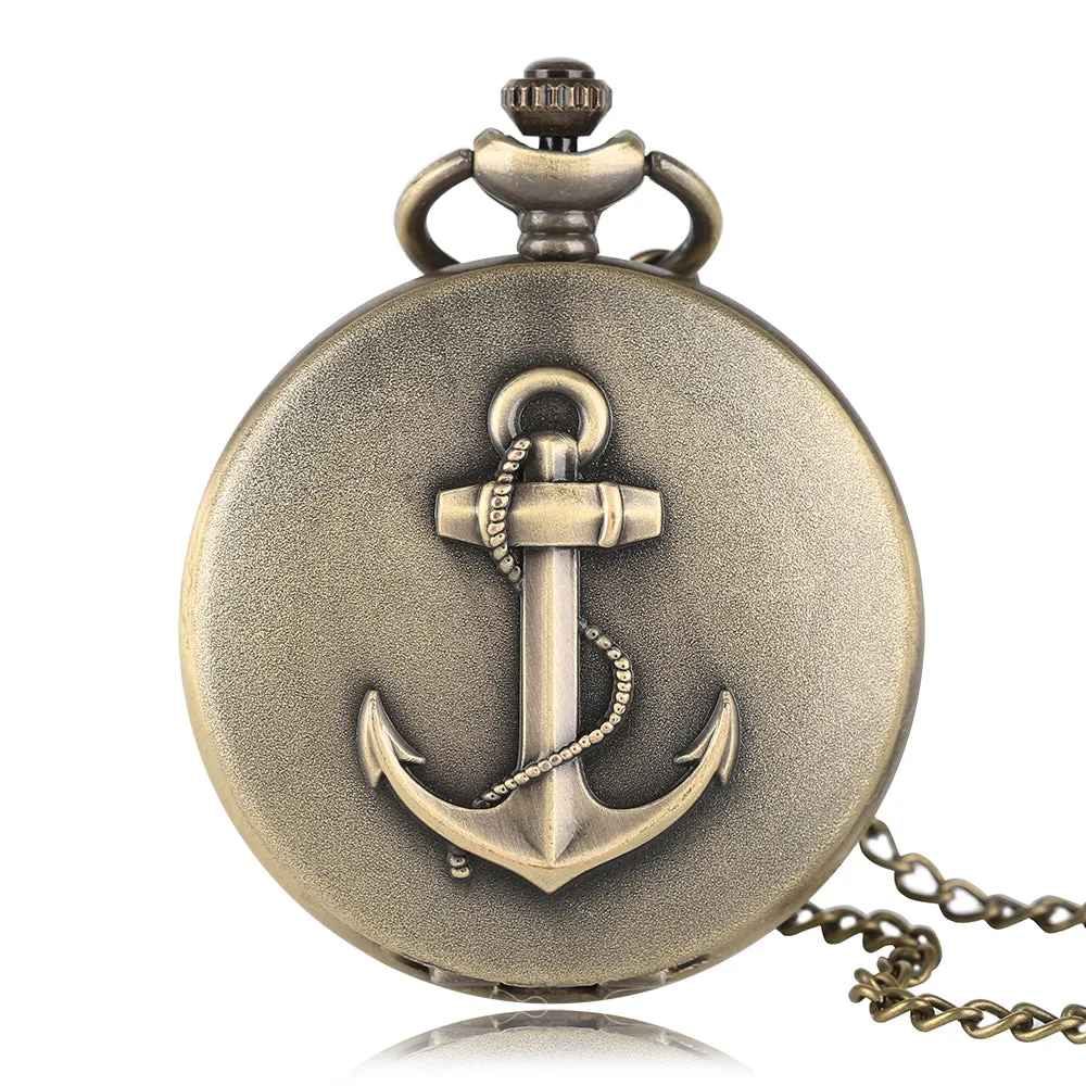 3D Rope Silver/Bronze Sailing Design Quartz Pocket Watch
