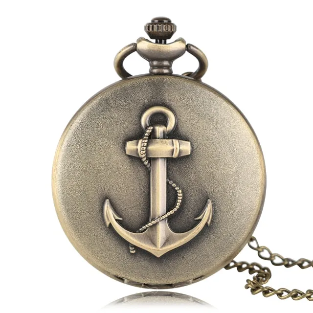 3D Rope Silver/Bronze Sailing Design Quartz Pocket Watch