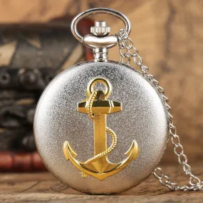 3D Rope Silver/Bronze Sailing Design Quartz Pocket Watch