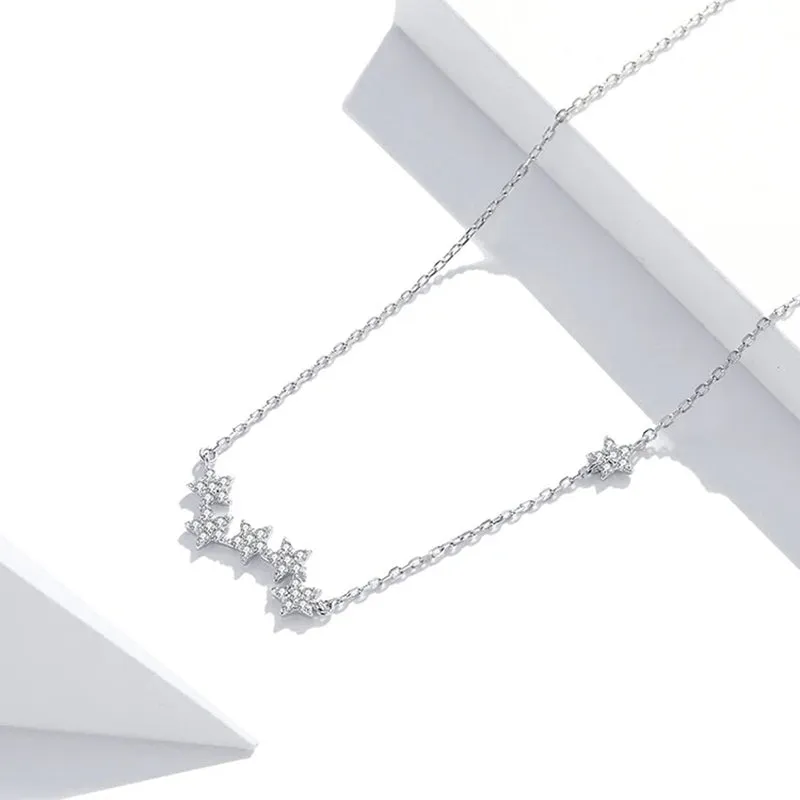 925 Sterling Silver Clear CZ Twinkling Stars Pendant Necklace for Women Wedding Family Gifts Fine Jewelry