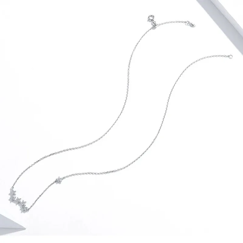 925 Sterling Silver Clear CZ Twinkling Stars Pendant Necklace for Women Wedding Family Gifts Fine Jewelry