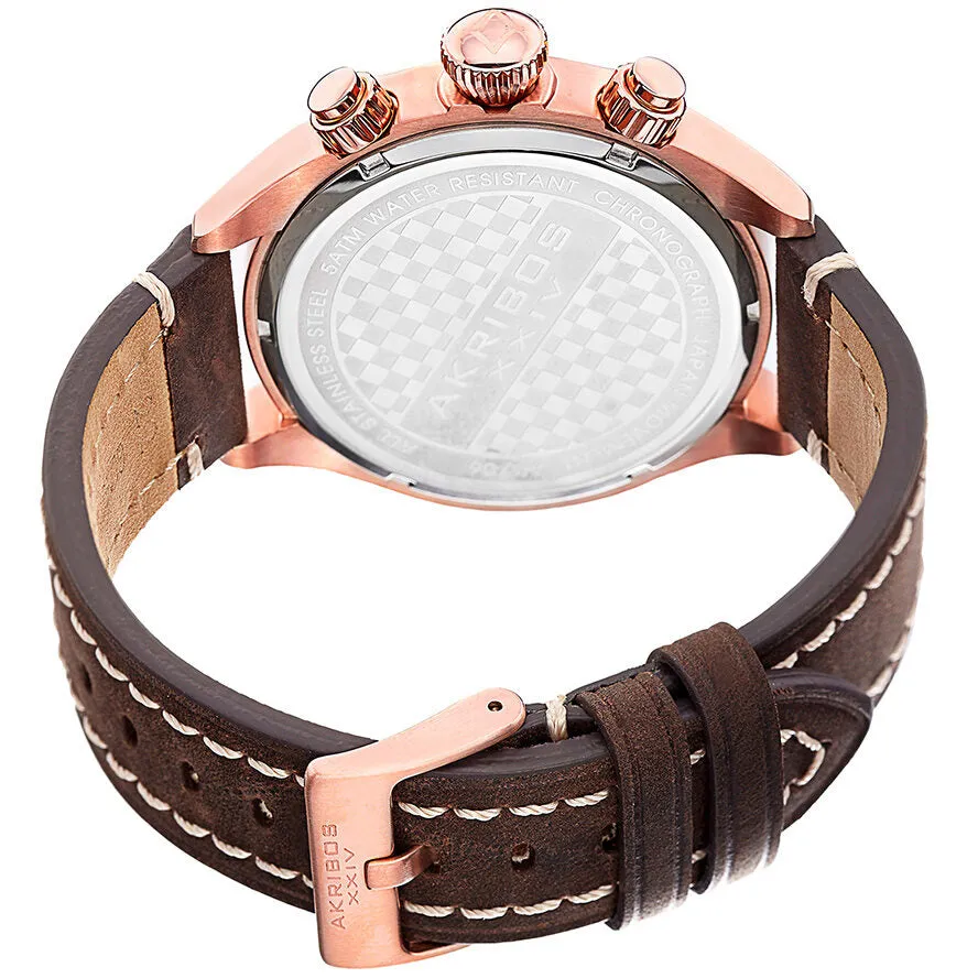 Akribos Xxiv Essential Chronograph Black Dial Brown Leather Men's  Watch AK706RG