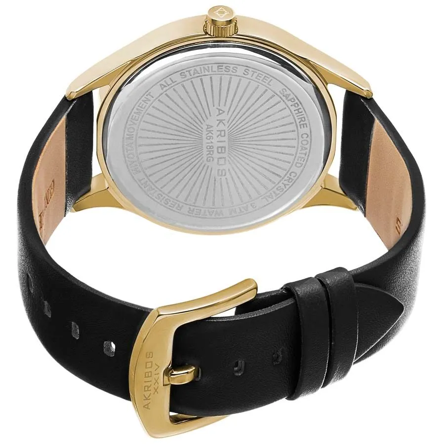 Akribos Xxiv Silver Dial Leather Men's Watch AK618YG