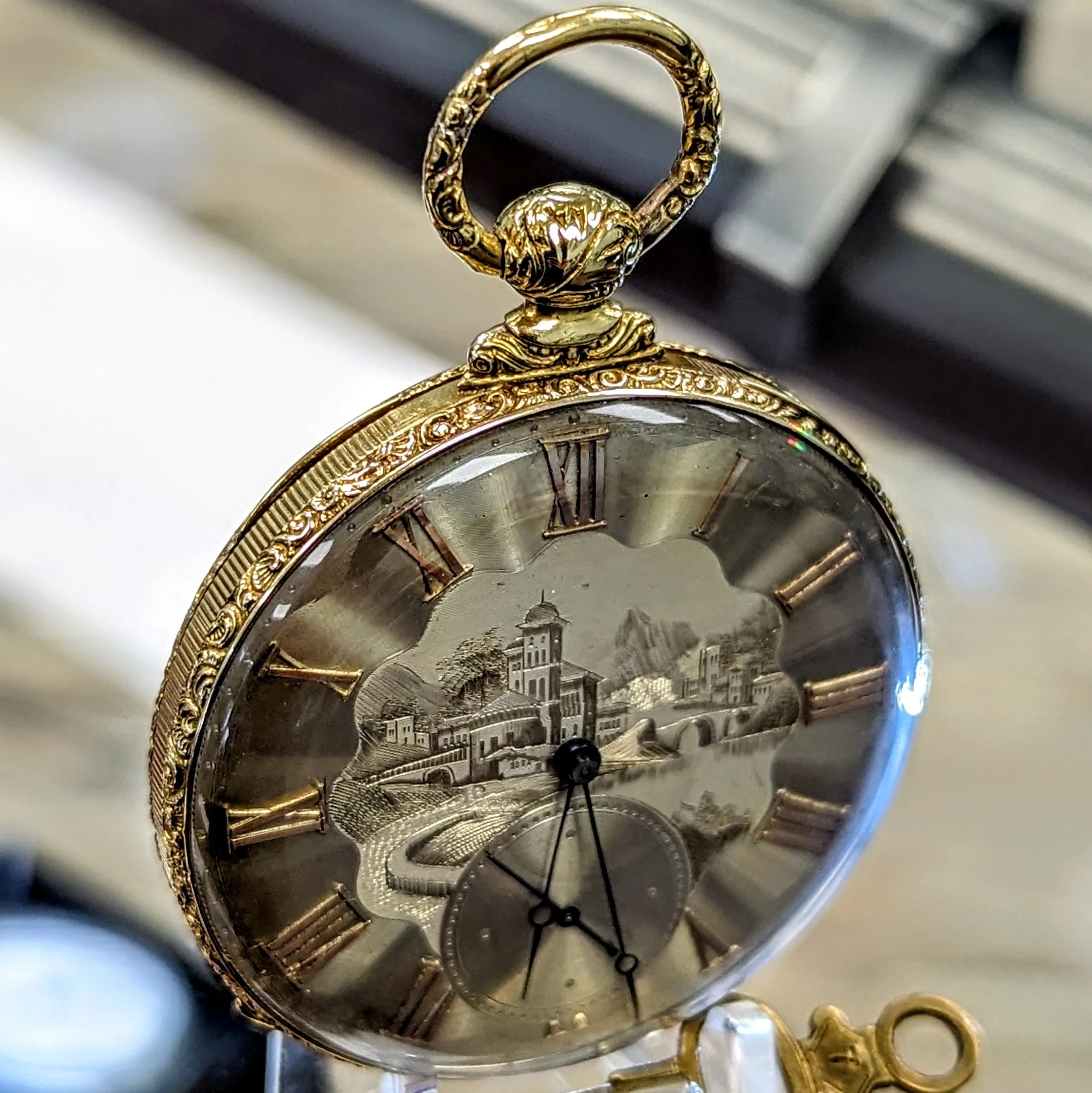 Antique M. J. TOBIAS Liverpool Key Wind Pocket Watch 18K Gold Open Face