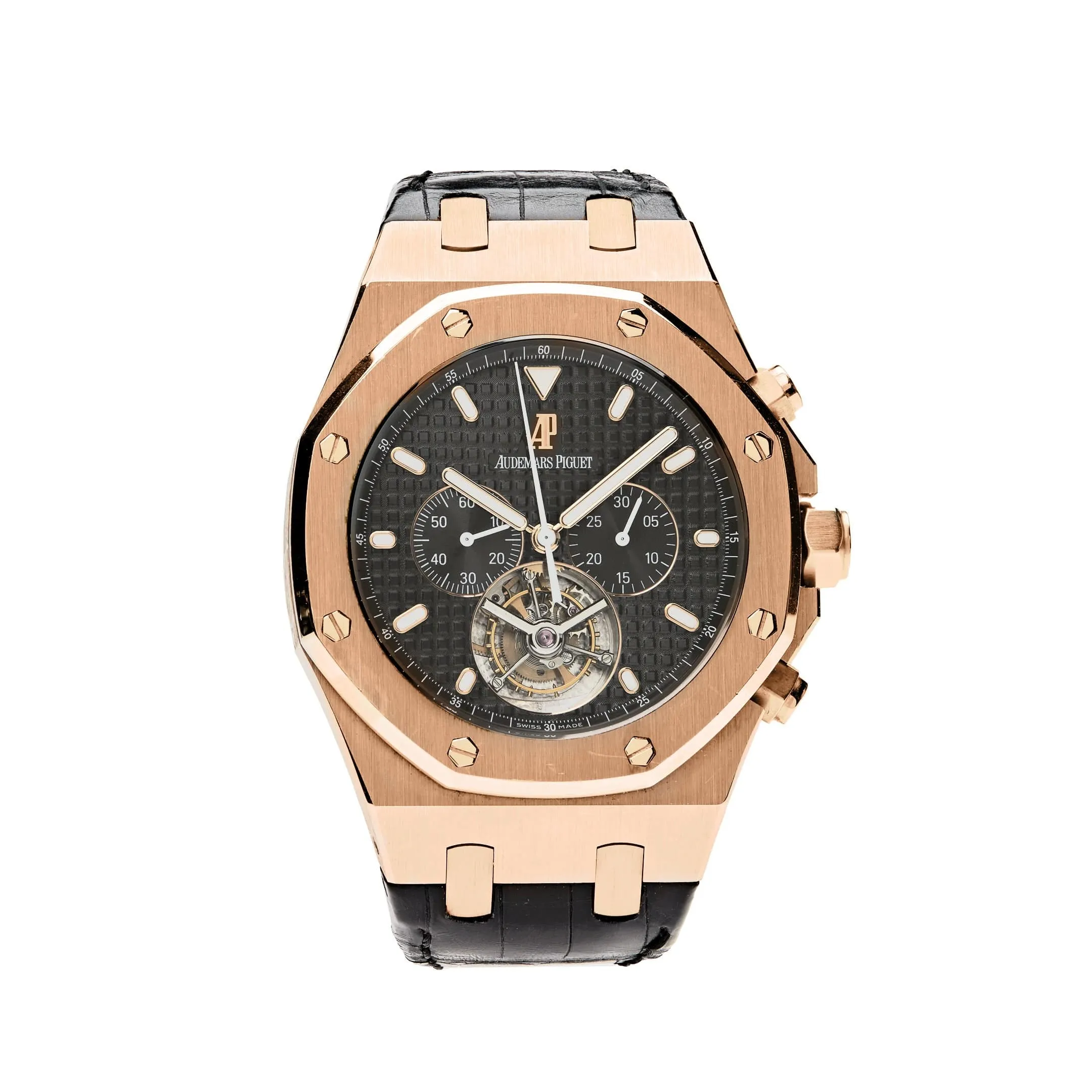 Audemars Piguet Royal Oak 25977OR.OO.D002CR.01 Chronograph 'Tourbillon' Rose Gold Black Dial