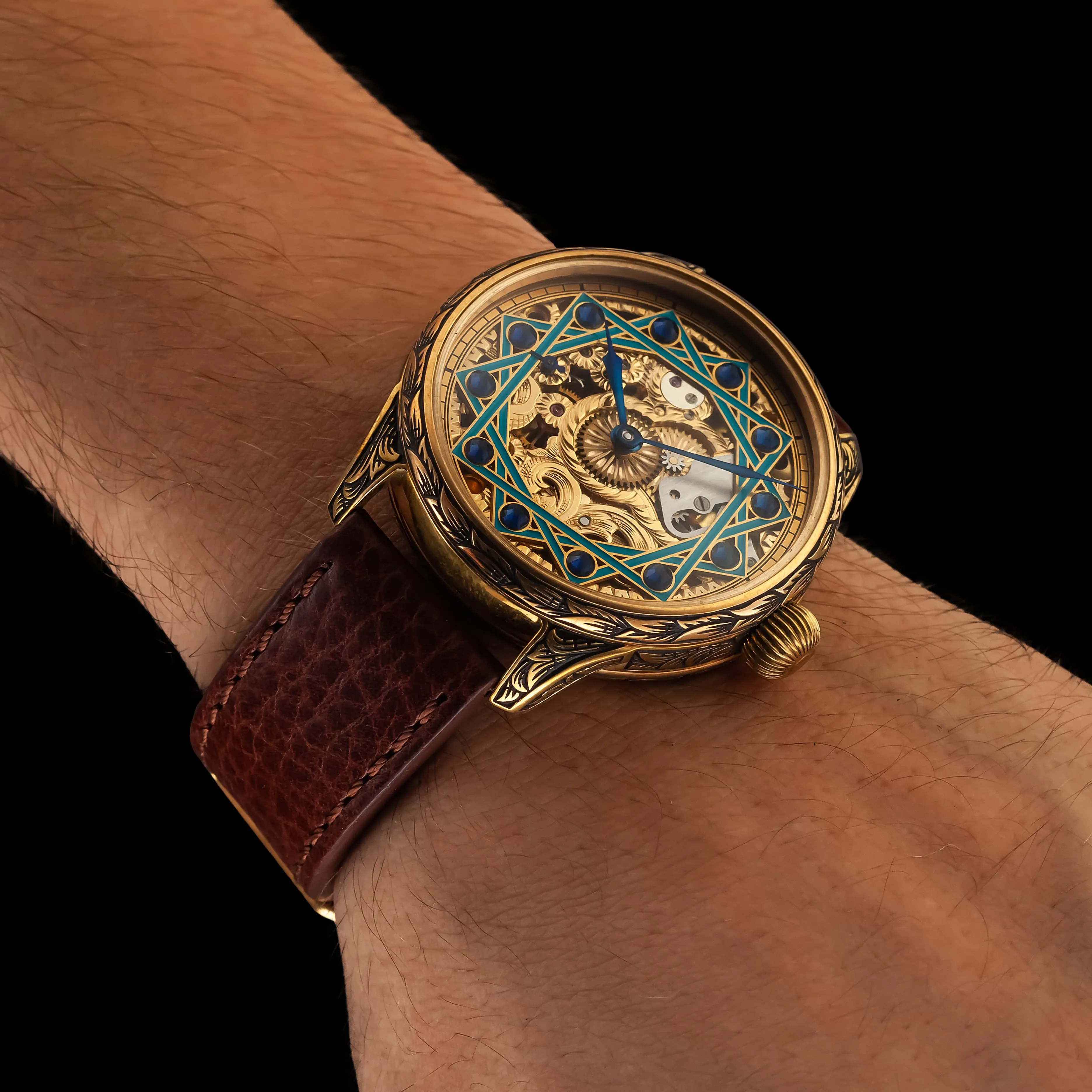 AZURE Men's Artisan Wristwatch fits 1937 Swiss Vintage Mechanical Movement