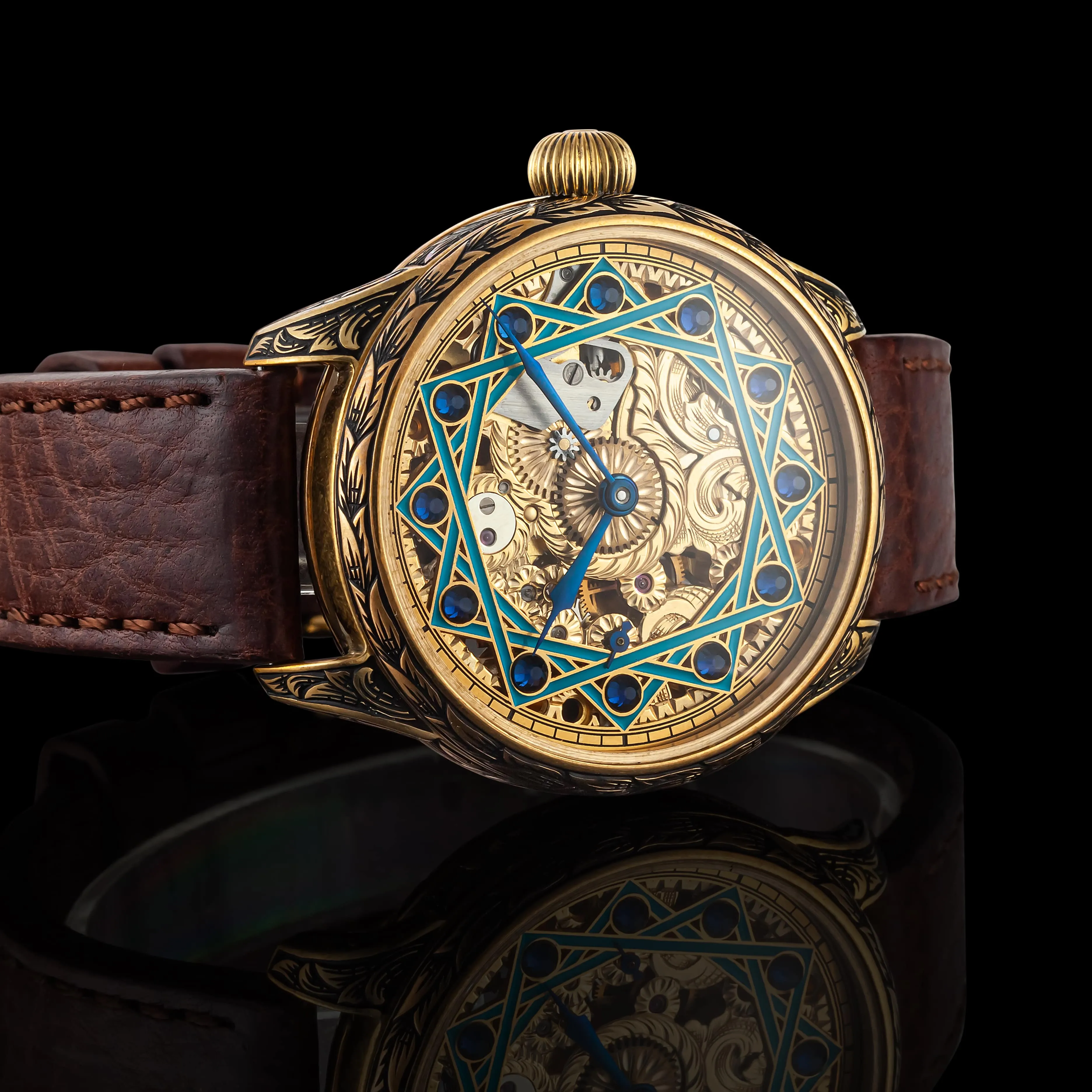 AZURE Men's Artisan Wristwatch fits 1937 Swiss Vintage Mechanical Movement