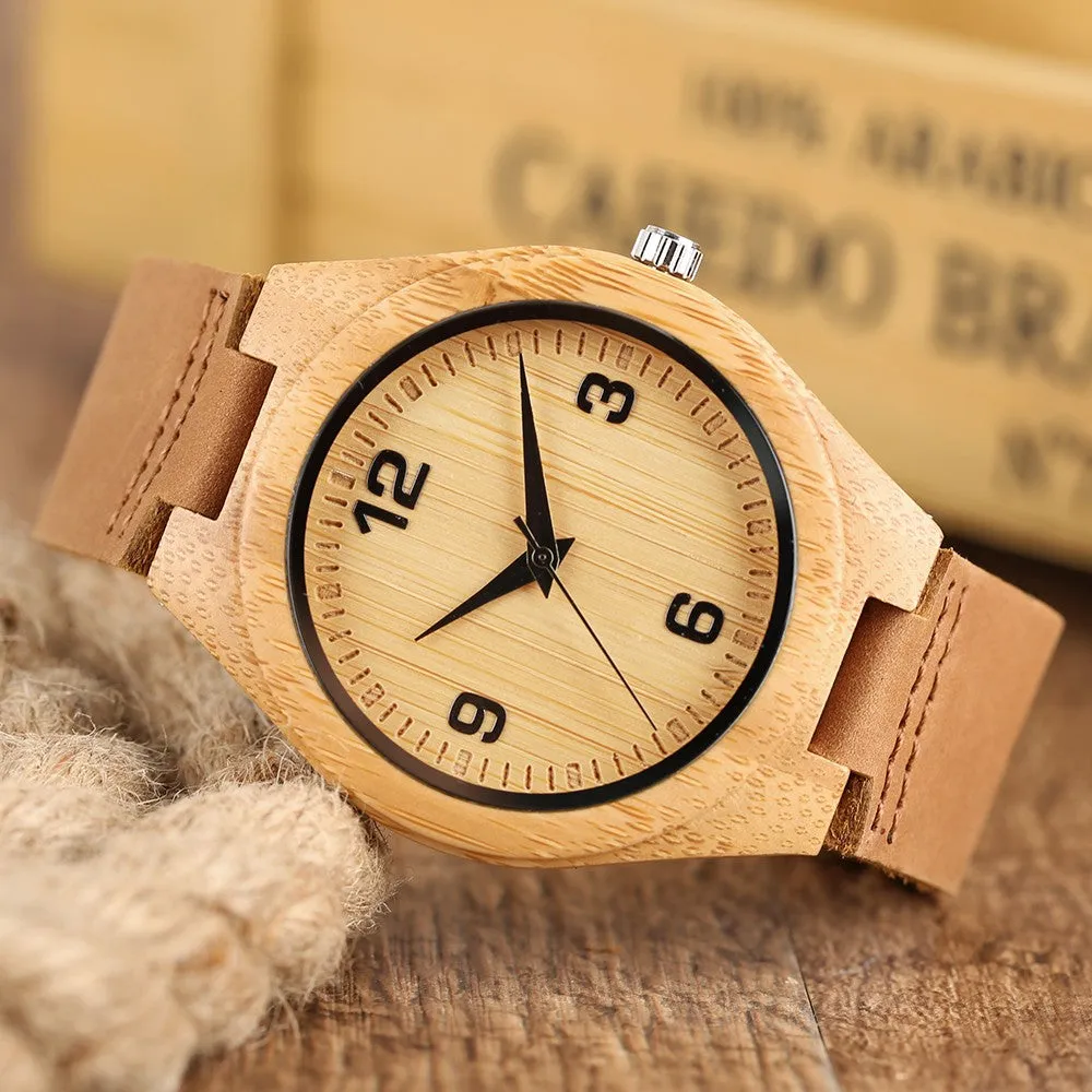Bamboo Wristwatch Bracelet-Brown