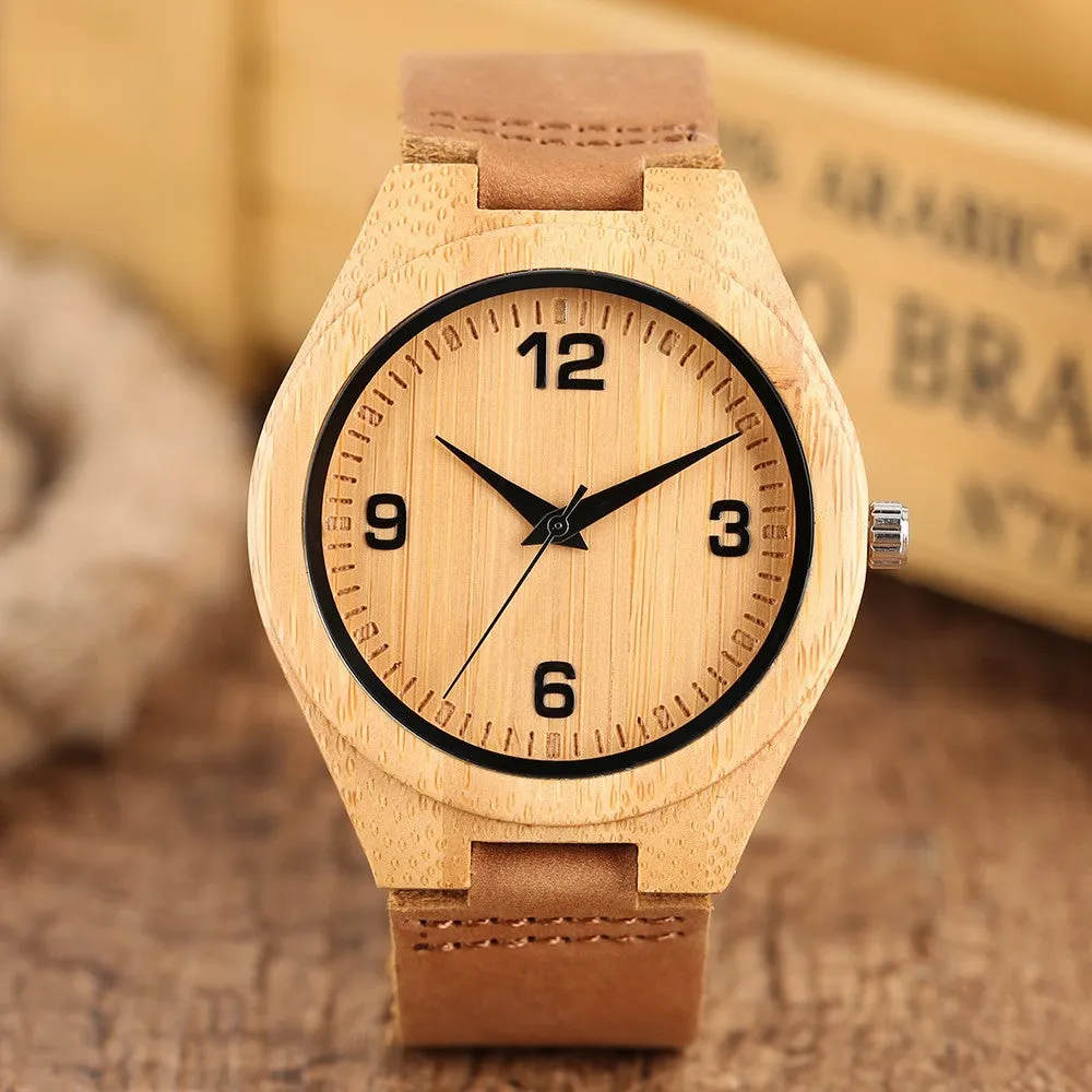 Bamboo Wristwatch Bracelet-Brown