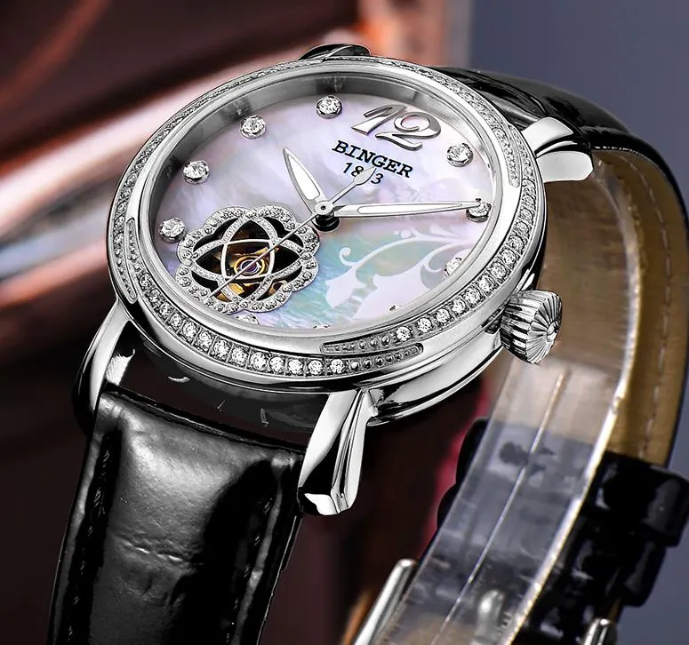 Binger Swiss Tourbillon Mechanical Watch Women B 1132