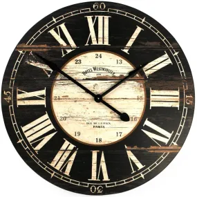 Black French Country Wooden Wall Clock