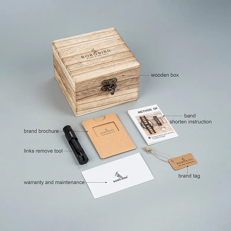 BOBO BIRD Man&#39;s Wood Watch for Women Couple Quartz Fngeen Wristwatches ブレスレットrelogios masculinos de luxo original in Gift Box