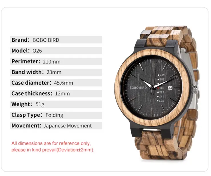 BOBO BIRD VINTAGE NATURAL ZEBRA WOODEN WATCHES