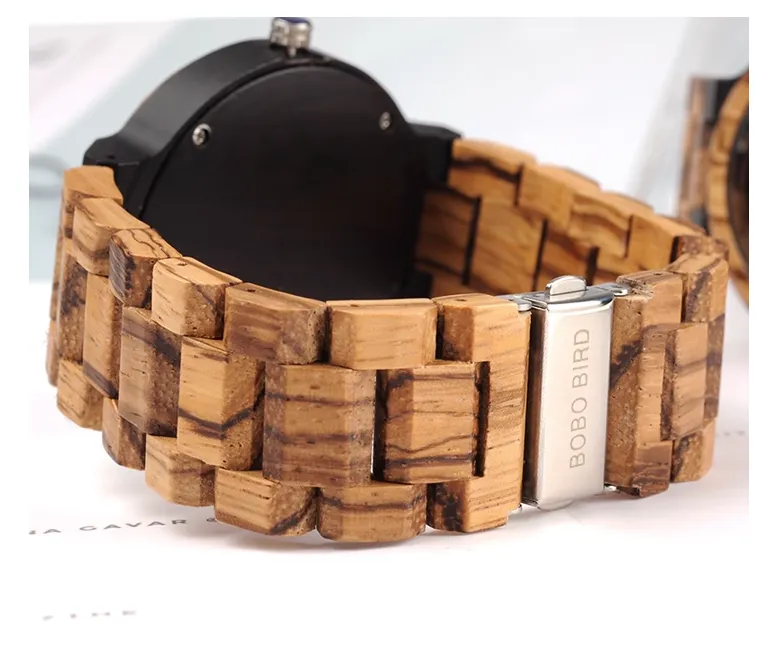 BOBO BIRD VINTAGE NATURAL ZEBRA WOODEN WATCHES