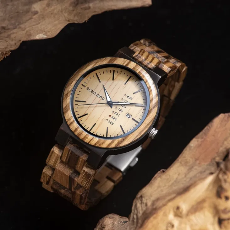 BOBO BIRD VINTAGE NATURAL ZEBRA WOODEN WATCHES