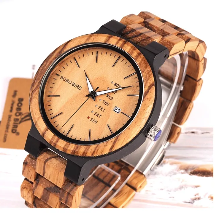 BOBO BIRD VINTAGE NATURAL ZEBRA WOODEN WATCHES