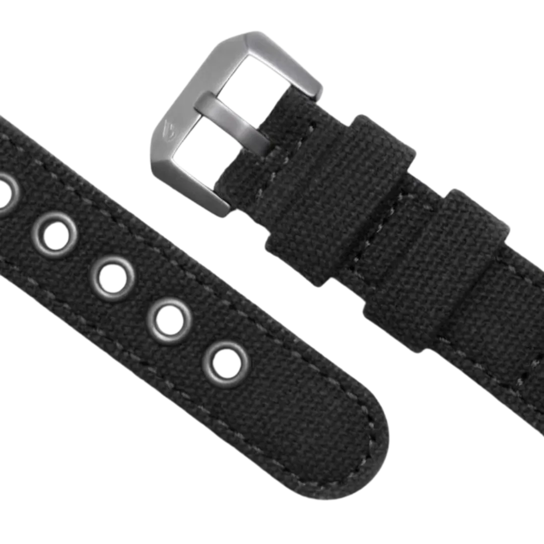 BOLDR Expedition Black Canvas Leather Strap 20mm