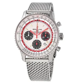 Breitling Navitimer Chronograph Automatic Chronometer Silver Dial Men's Watch AB01219A1G1A1