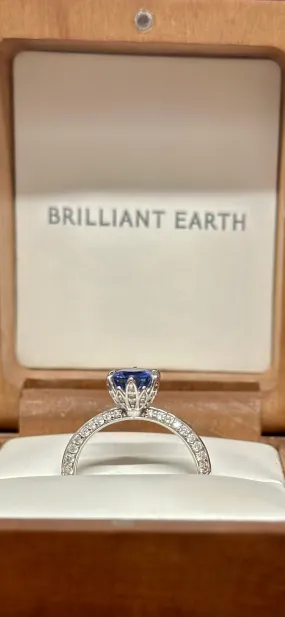 BRILLIANT EARTH BEAUTIFUL 18K WG Custom Sapphire Diamond Ring -$8K APR w/ CoA!