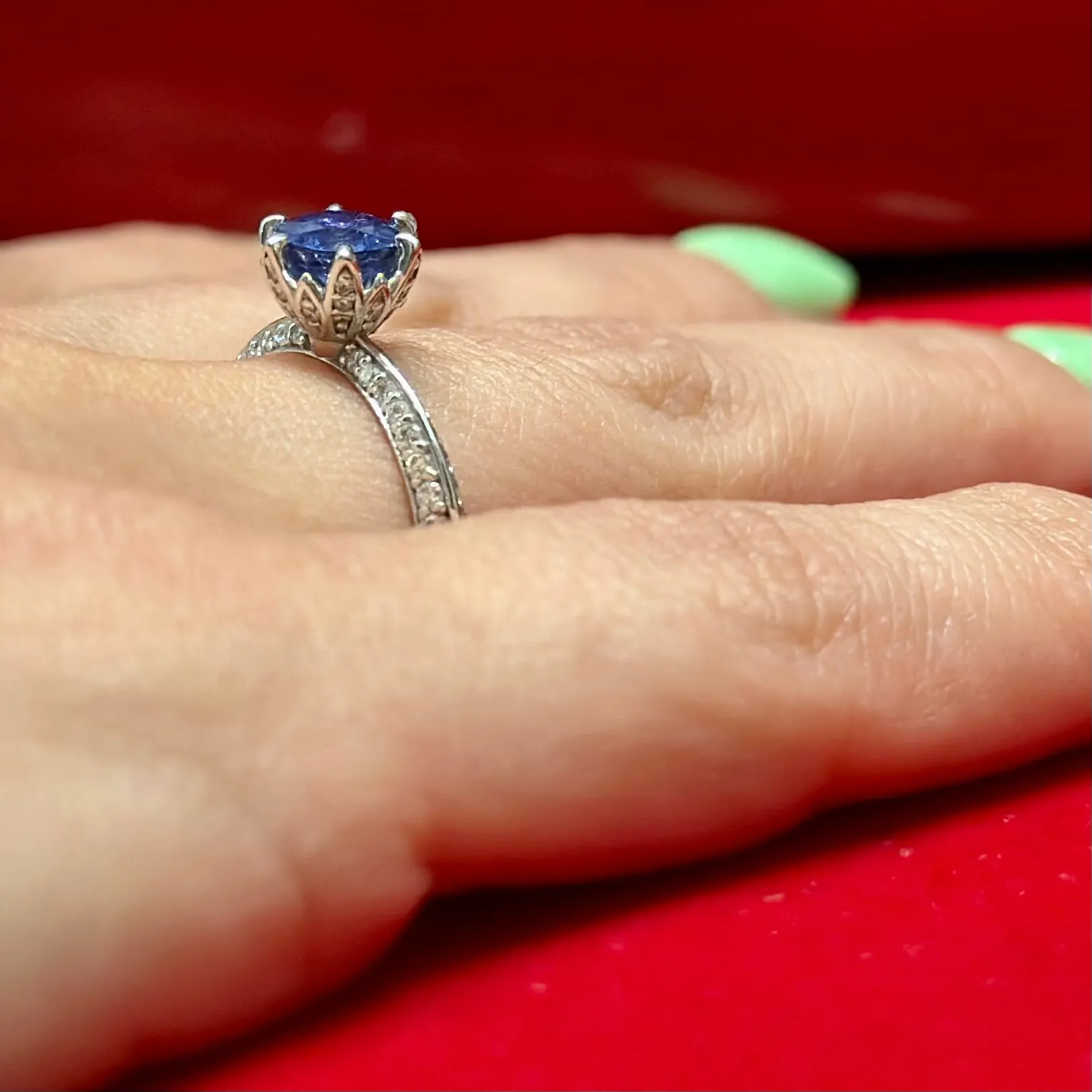 BRILLIANT EARTH BEAUTIFUL 18K WG Custom Sapphire Diamond Ring -$8K APR w/ CoA!