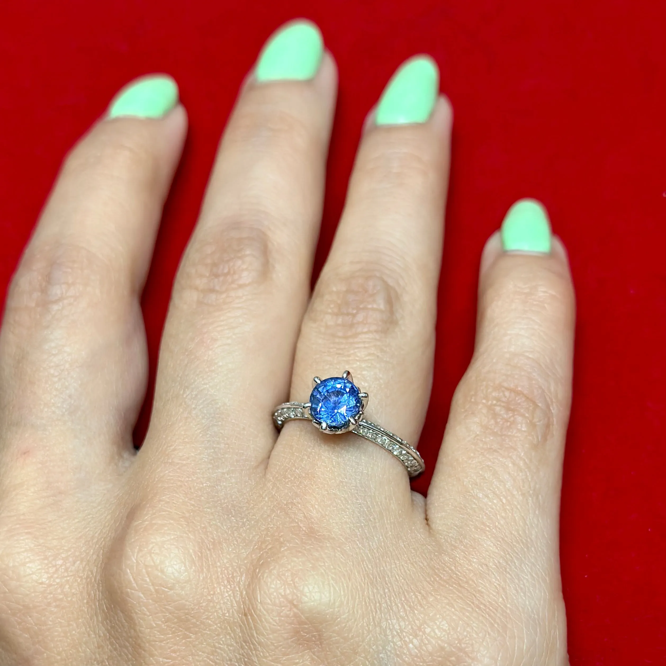 BRILLIANT EARTH BEAUTIFUL 18K WG Custom Sapphire Diamond Ring -$8K APR w/ CoA!