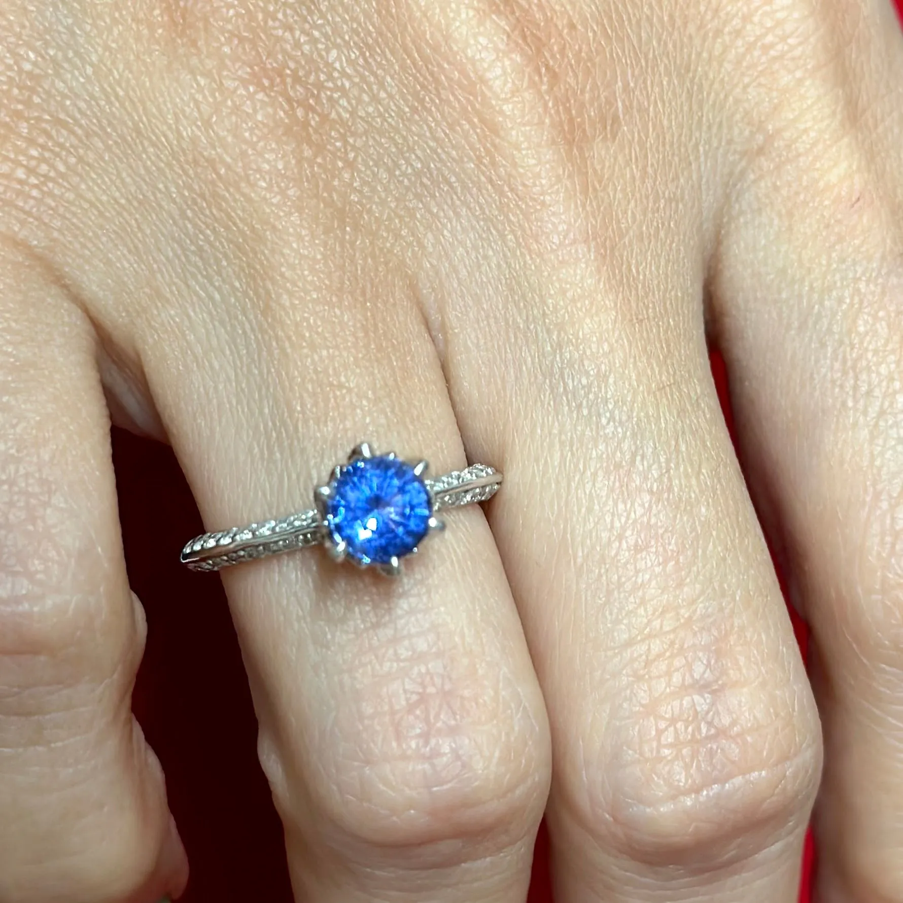 BRILLIANT EARTH BEAUTIFUL 18K WG Custom Sapphire Diamond Ring -$8K APR w/ CoA!