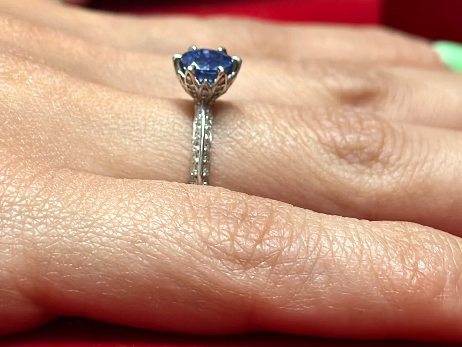 BRILLIANT EARTH BEAUTIFUL 18K WG Custom Sapphire Diamond Ring -$8K APR w/ CoA!