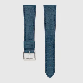 Camille Fournet Strap Alligator Matte Round Scales Blue Azure