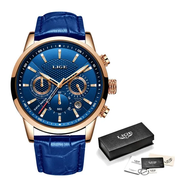 Casual Quartz Watch Men Sport Waterproof Clock Silver Watches
