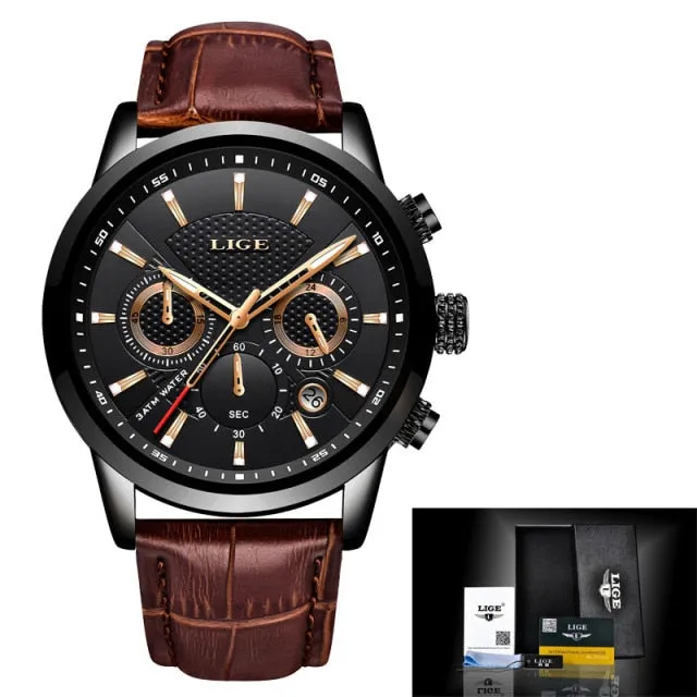 Casual Quartz Watch Men Sport Waterproof Clock Silver Watches