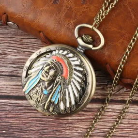 Colorful Portrait Design Quartz Fob Pocket Watch