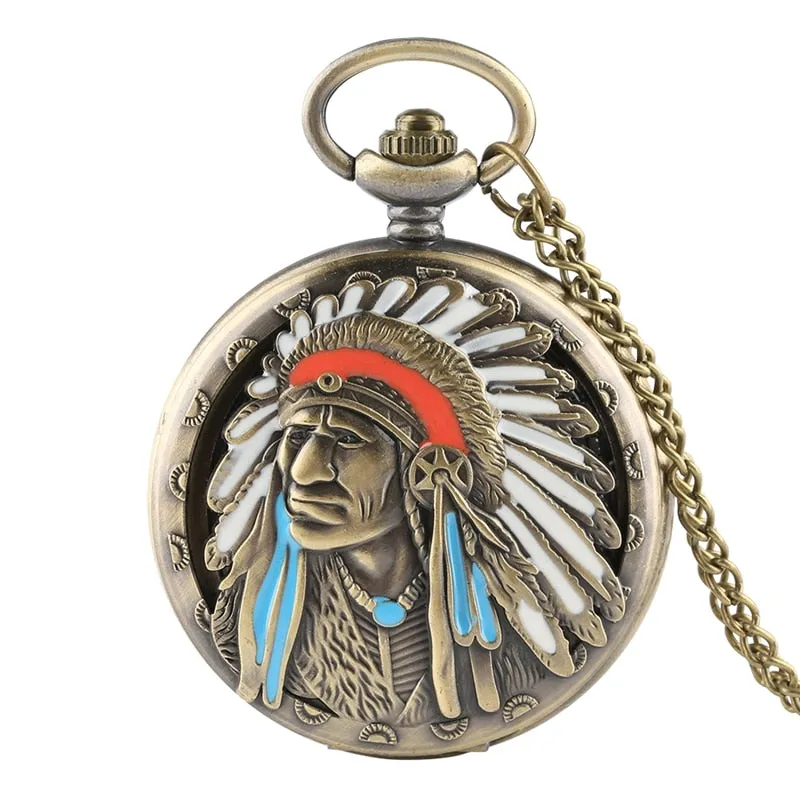 Colorful Portrait Design Quartz Fob Pocket Watch