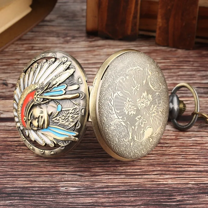 Colorful Portrait Design Quartz Fob Pocket Watch