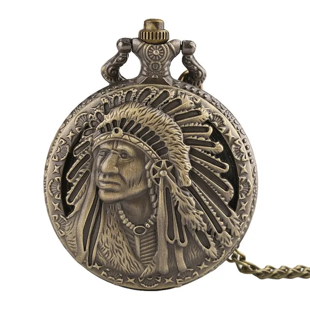 Colorful Portrait Design Quartz Fob Pocket Watch