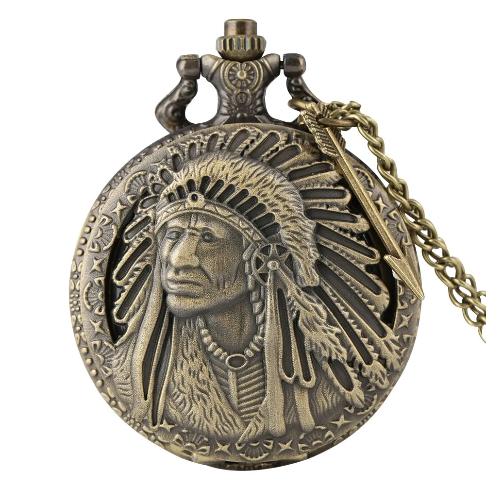 Colorful Portrait Design Quartz Fob Pocket Watch