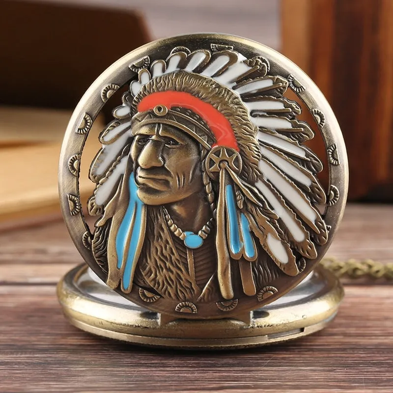 Colorful Portrait Design Quartz Fob Pocket Watch