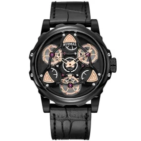 Creative Rotate Design in Leather Band Casual Men Watches