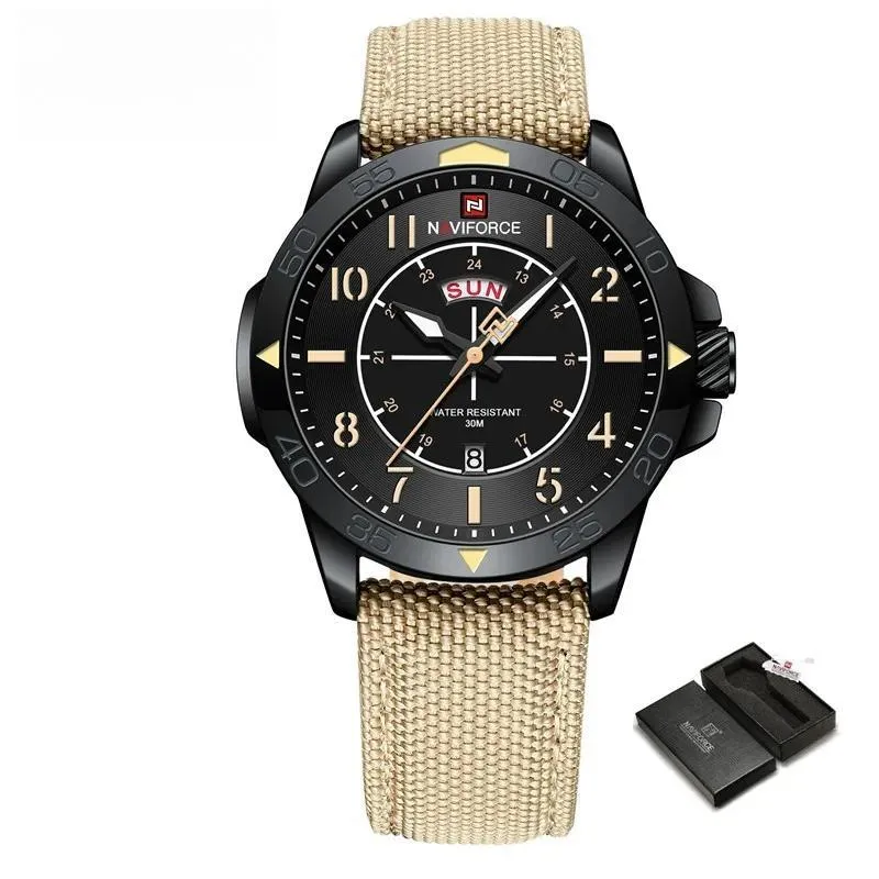 Design Men's Quartz Watches Sport Waterproof Nylon Strap Luxury Wristwatch Gift