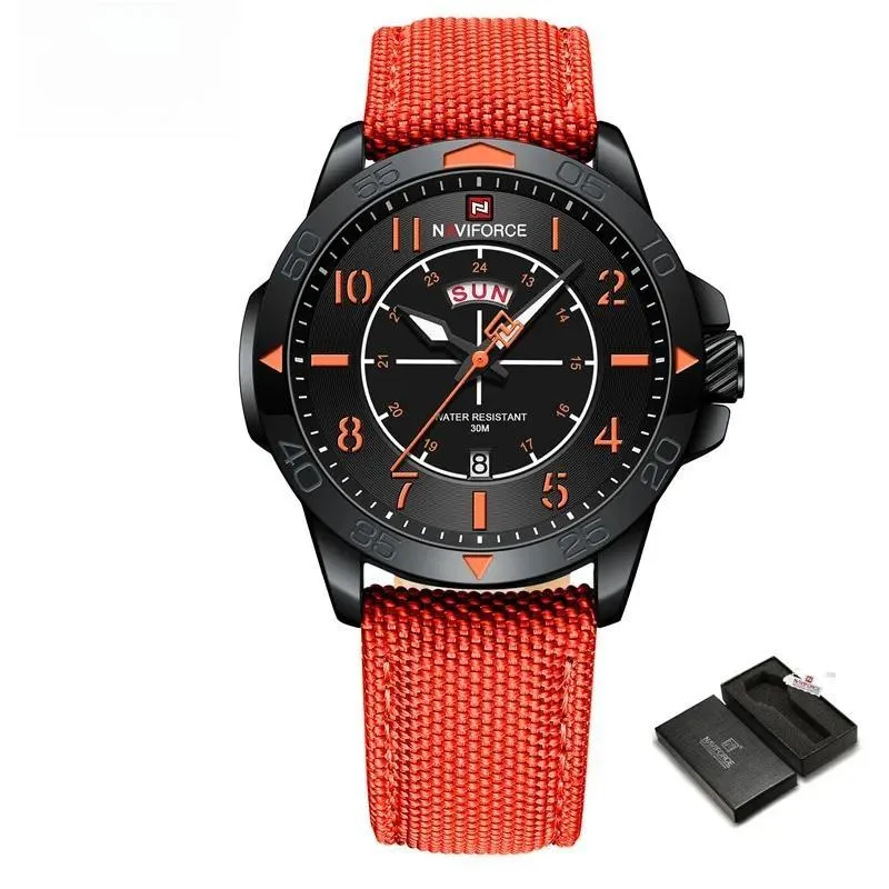 Design Men's Quartz Watches Sport Waterproof Nylon Strap Luxury Wristwatch Gift
