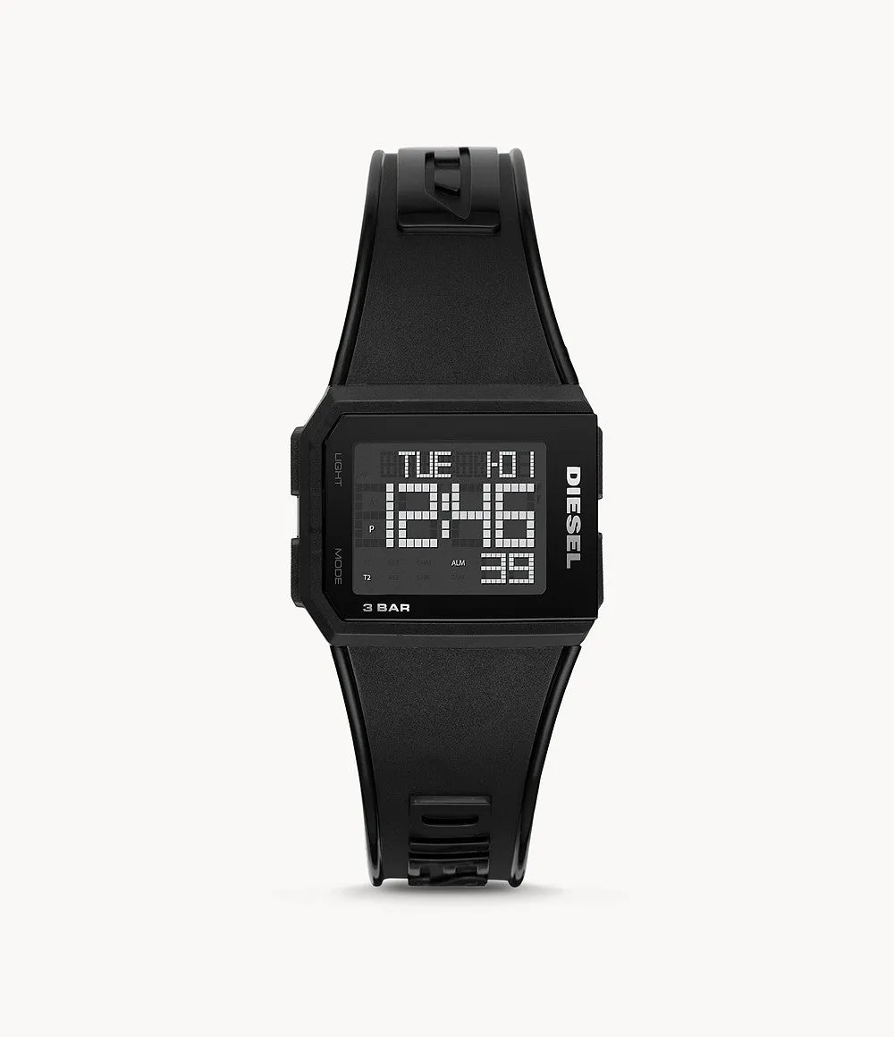 Diesel DZ1918 Digital Chopped Black Polyurethane Strap Watch 38mm Men Watches