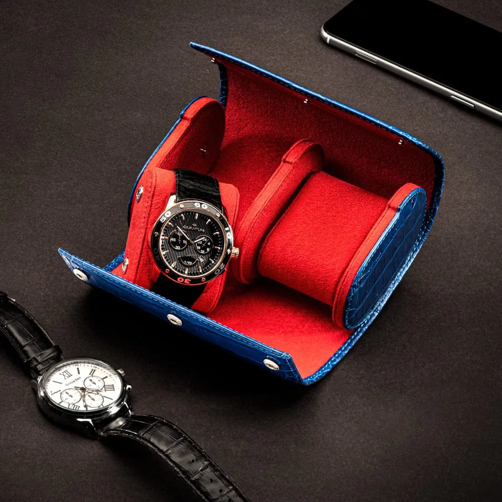 Double Watch Roll - Cobalt Croc